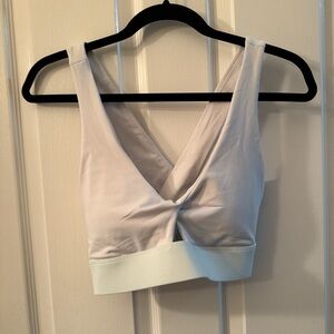 Fabletics Cream V-Neck Sports Bra
